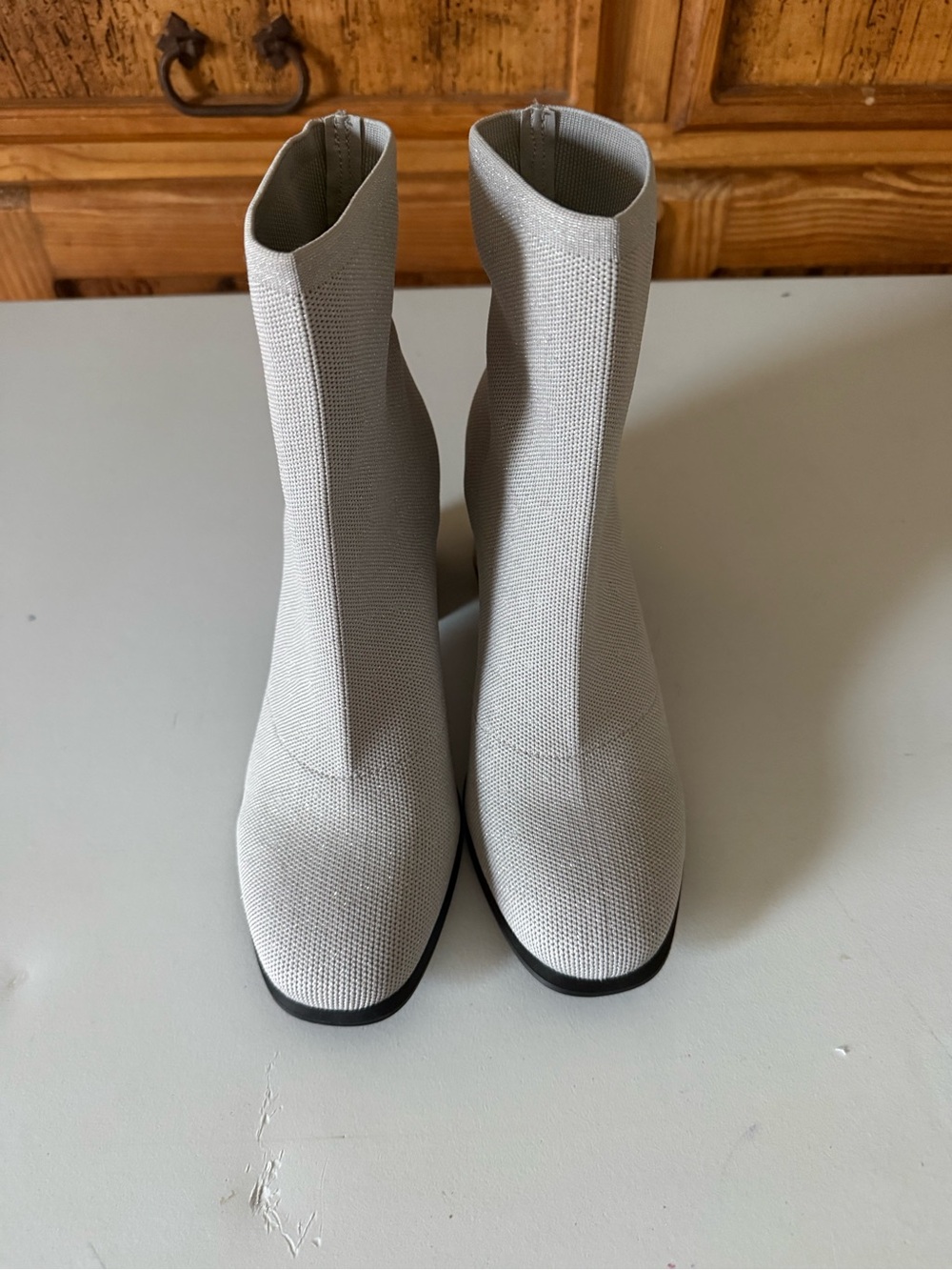 New MIA Women’s Stretch Knit Ankle Boots in Light Gray